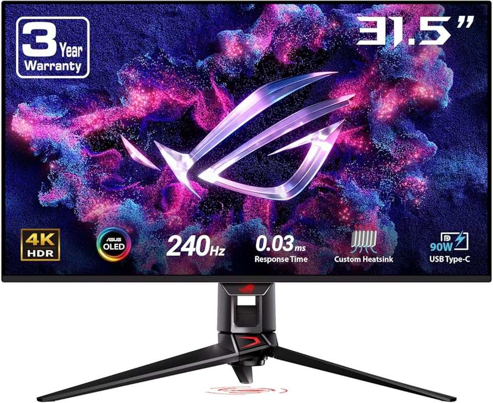 ASUS ROG Swift 32” 4K QD-OLED Gaming Monitor: 240Hz, 0.03ms, G-SYNC, U
