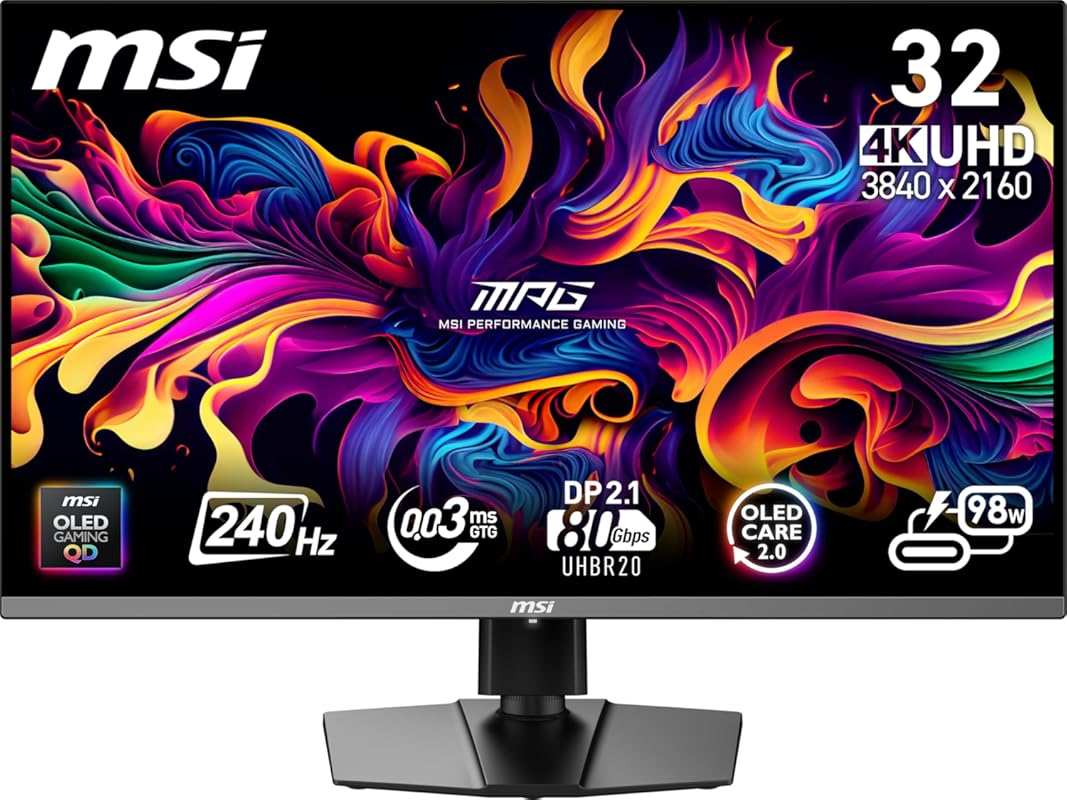 MSI MPG 322URX 32-inch QD-OLED 4K Monitor: 240Hz, 0.03ms Response, Ada
