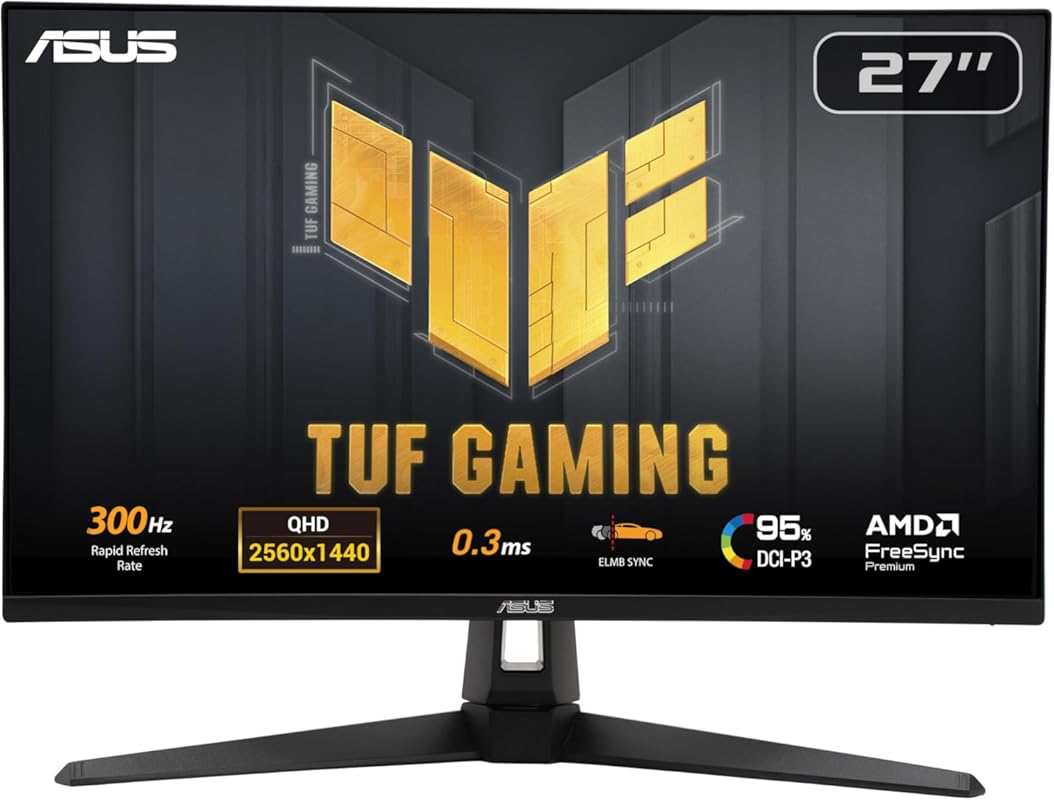ASUS TUF Gaming 27” 1440P Monitor: QHD, 300Hz Fast IPS, 0.3ms, ELMB Sy