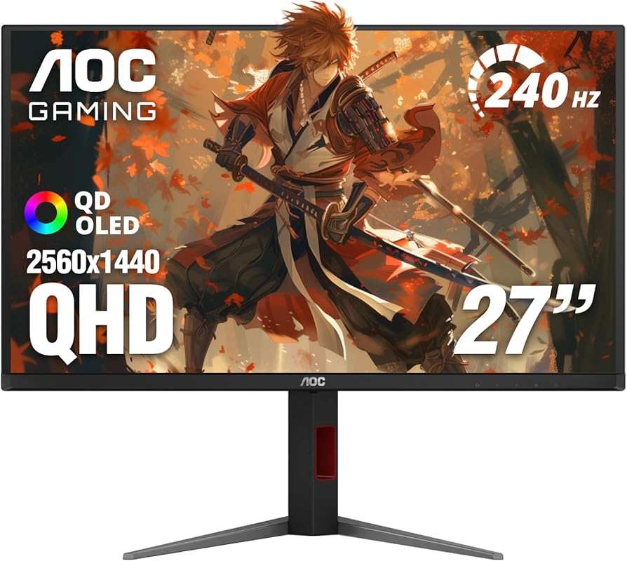 AOC Q27GAZDV 27-inch QD-OLED QHD 1440p 240Hz Gaming Monitor with USB H